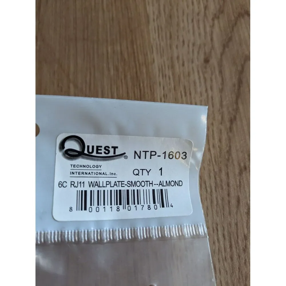 Quest NTP-1603 6C‎ RJ11 Wallplate Smooth Almond